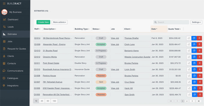 Bid estimating software