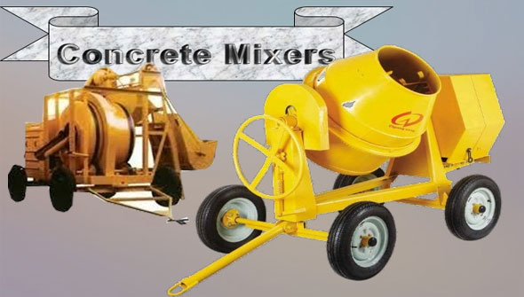 Various types of concrete mixers