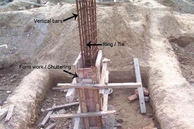 Detail construction method of RCC column