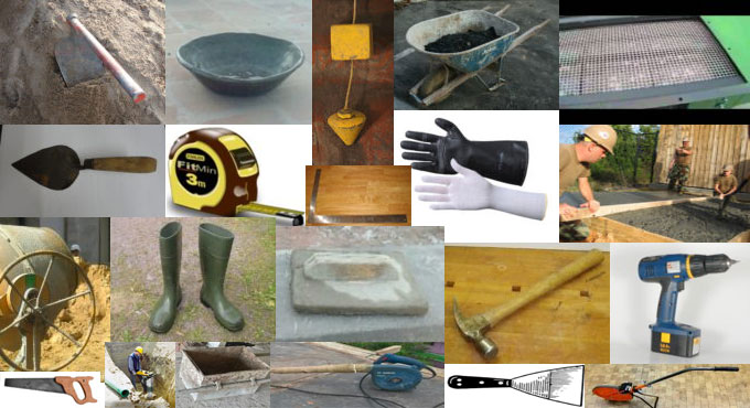 Detail lists of useful construction tools
