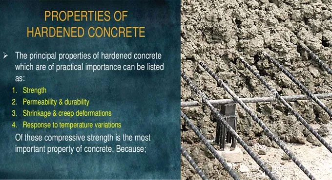 Some vital characteristics of concrete in fresh & hardened state