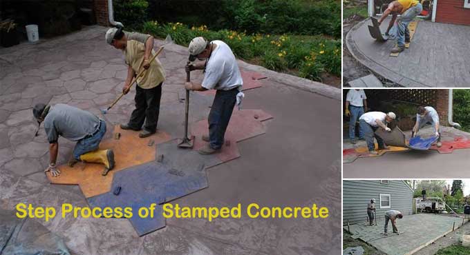 Installation of Stamped Concrete on a Construction Site