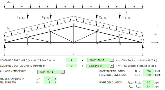 Download truss design spreadsheet
