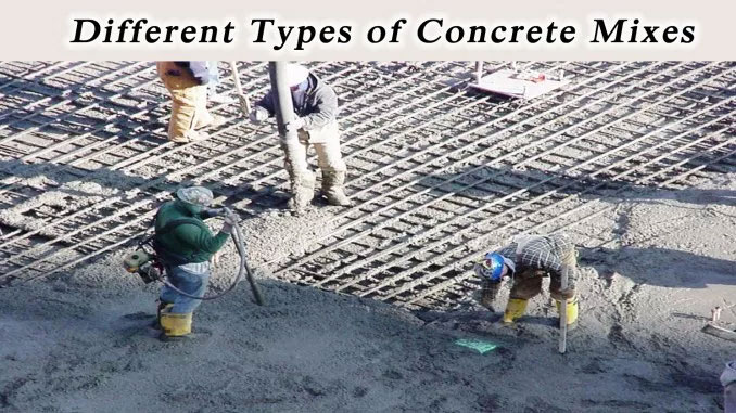 Different types of concrete mixes