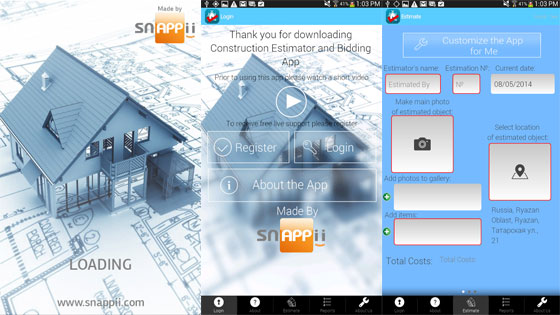Construction Estimator and Bidding mobile app