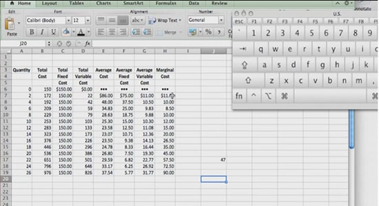 Cost Calculations using an Excel Spreadsheet