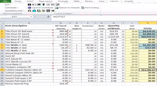 Free Estimating Software Takeoff Template Concrete Spreadsheet