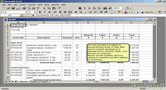 Roof Cost Estimator for Excel 2.0 Cost Estimator Sheet